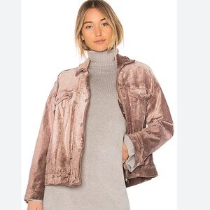 Free People Velvet Trucker Jacket XS/S – Oversized Mauve Blush